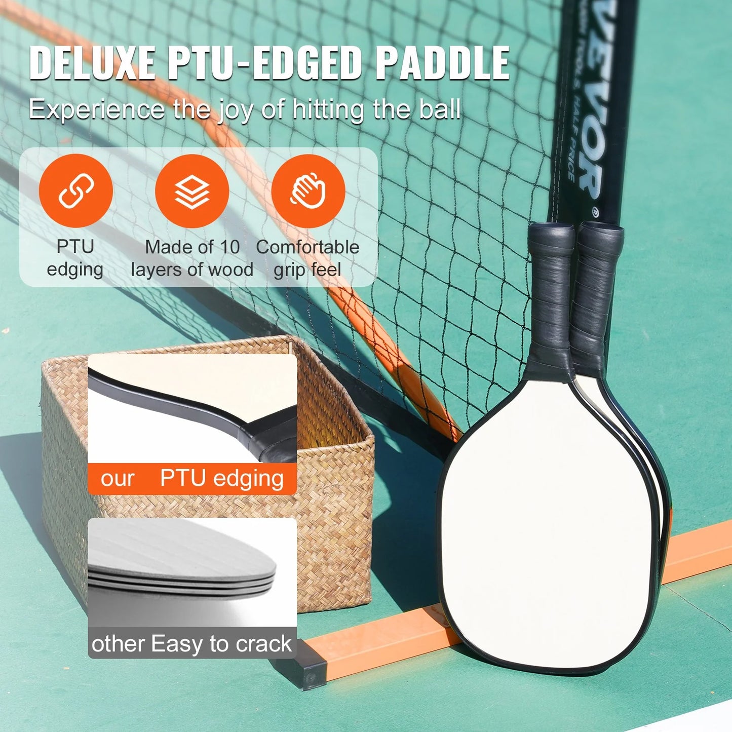 VEVOR 22FT Portable Pickleball Net Set - Complete System with Carrying Bag, Balls & Paddles for Ultimate Outdoor Fun