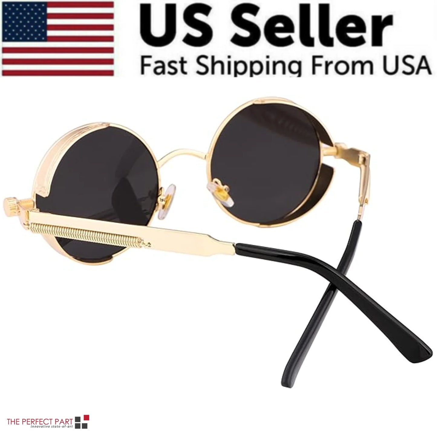 Elevate Your Style with Retro Round Polarized Sunglasses - Vintage Gothic Steampunk Design for Men and Women