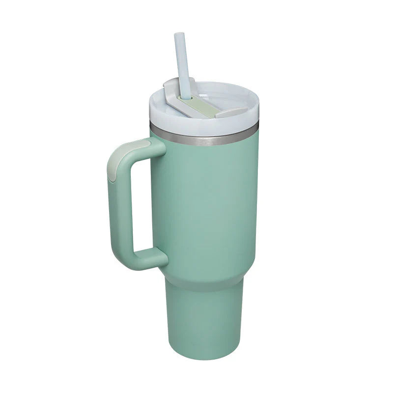 40 Oz Insulated Tumbler with Handle and Straw - Spill Proof Stainless Steel Coffee Cup for Travel, Gym, and Office - Perfect Gift for Valentine's Day and More