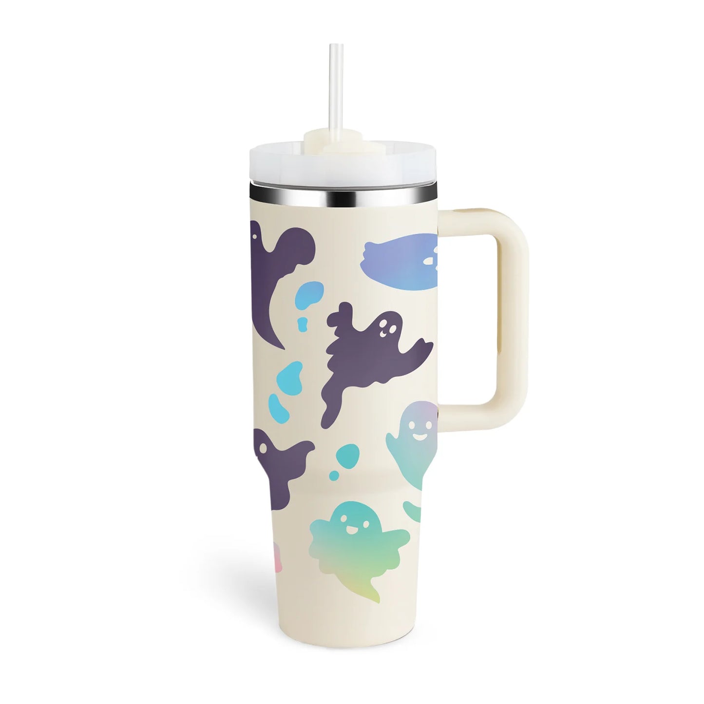 40 Oz Insulated Tumbler with Handle and Straw - Spill Proof Stainless Steel Coffee Cup for Travel, Gym, and Office - Perfect Gift for Valentine's Day and More