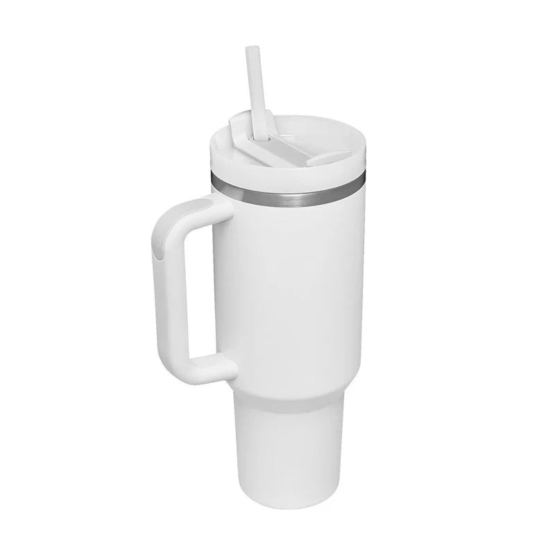 40 Oz Insulated Tumbler with Handle and Straw - Spill Proof Stainless Steel Coffee Cup for Travel, Gym, and Office - Perfect Gift for Valentine's Day and More