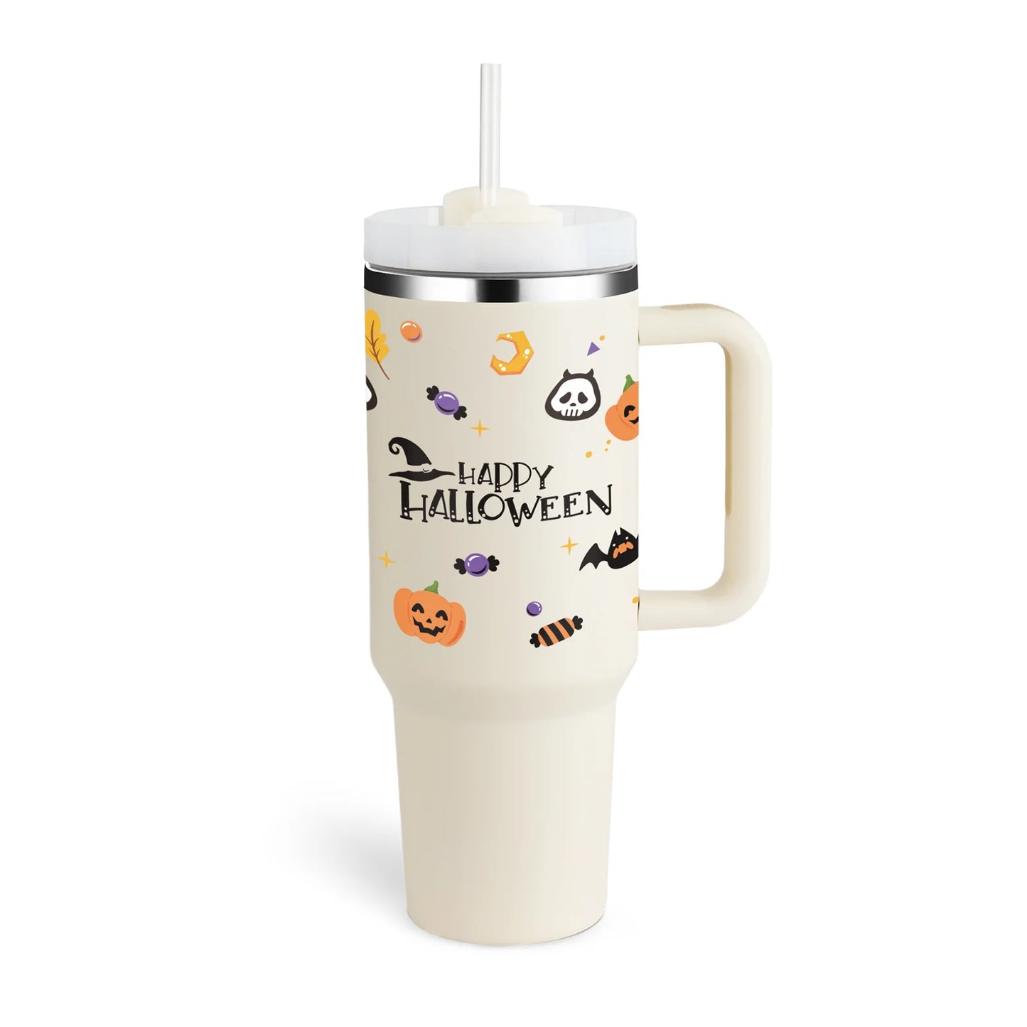 40 Oz Insulated Tumbler with Handle and Straw - Spill Proof Stainless Steel Coffee Cup for Travel, Gym, and Office - Perfect Gift for Valentine's Day and More