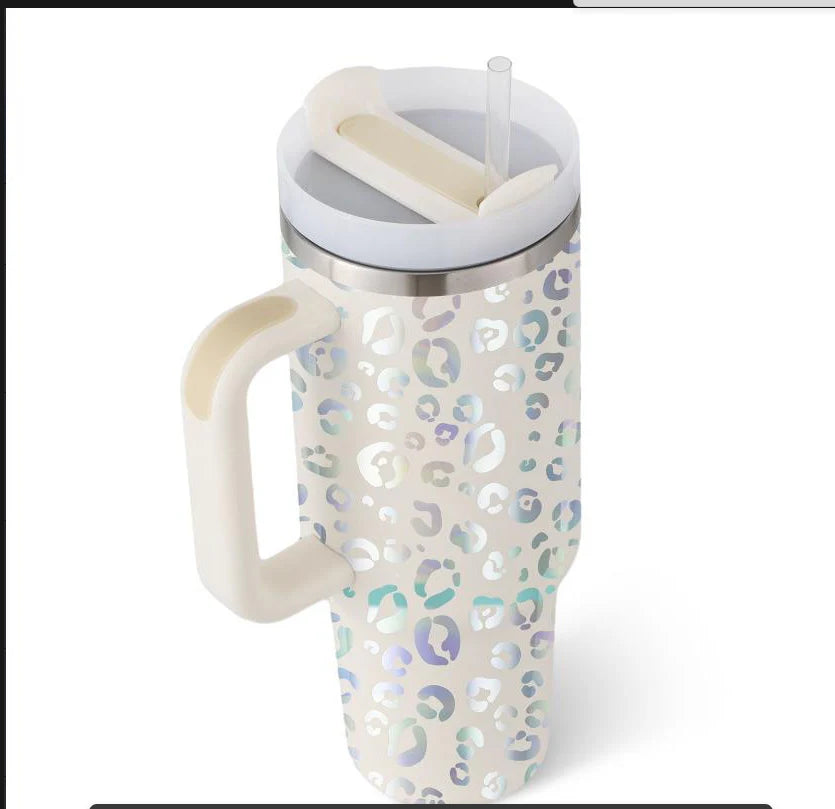 40 Oz Insulated Tumbler with Handle and Straw - Spill Proof Stainless Steel Coffee Cup for Travel, Gym, and Office - Perfect Gift for Valentine's Day and More