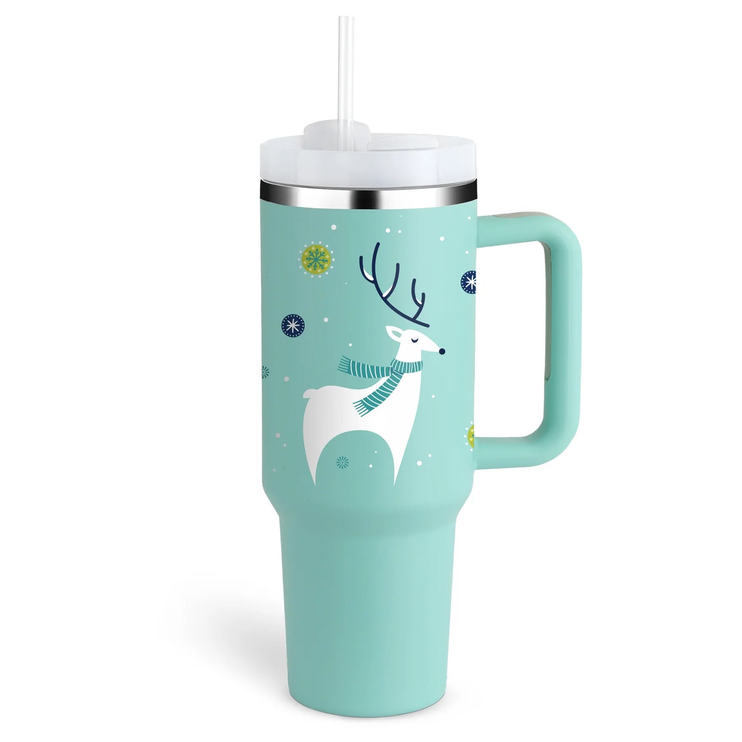 40 Oz Insulated Tumbler with Handle and Straw - Spill Proof Stainless Steel Coffee Cup for Travel, Gym, and Office - Perfect Gift for Valentine's Day and More