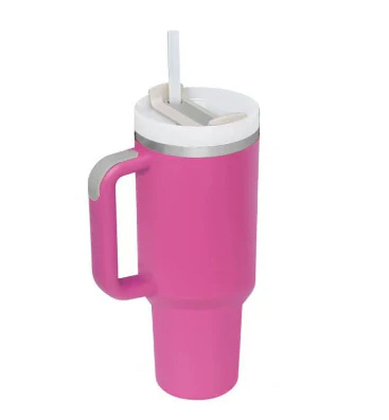 40 Oz Insulated Tumbler with Handle and Straw - Spill Proof Stainless Steel Coffee Cup for Travel, Gym, and Office - Perfect Gift for Valentine's Day and More
