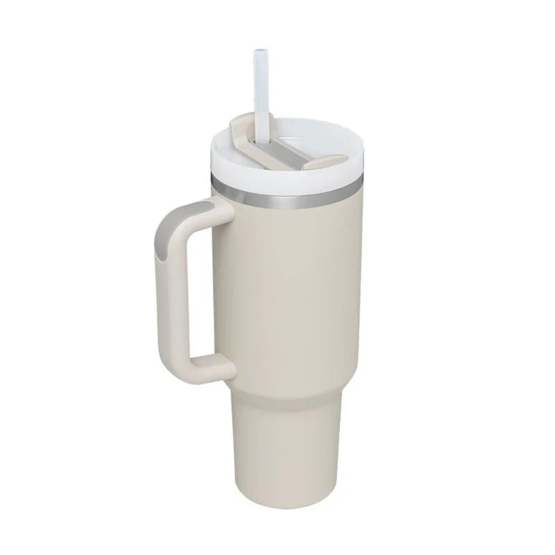 40 Oz Insulated Tumbler with Handle and Straw - Spill Proof Stainless Steel Coffee Cup for Travel, Gym, and Office - Perfect Gift for Valentine's Day and More