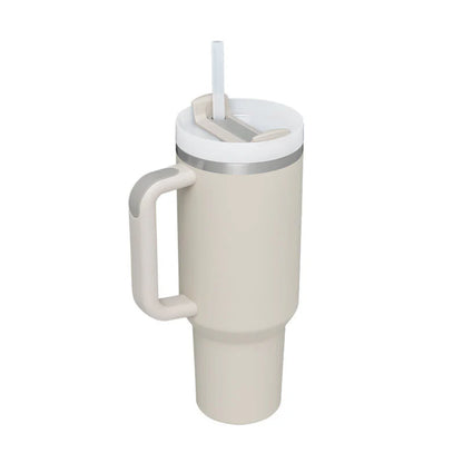 40 Oz Insulated Tumbler with Handle and Straw - Spill Proof Stainless Steel Coffee Cup for Travel, Gym, and Office - Perfect Gift for Valentine's Day and More