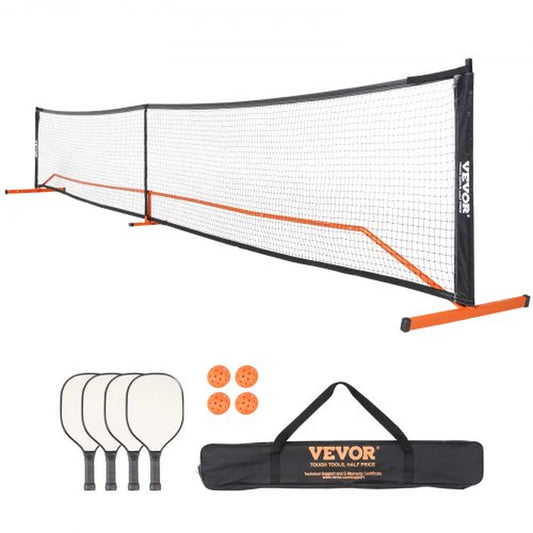 VEVOR 22FT Portable Pickleball Net Set - Complete System with Carrying Bag, Balls & Paddles for Ultimate Outdoor Fun