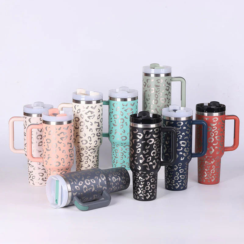 40 Oz Insulated Tumbler with Handle and Straw - Spill Proof Stainless Steel Coffee Cup for Travel, Gym, and Office - Perfect Gift for Valentine's Day and More