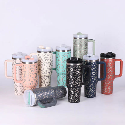 40 Oz Insulated Tumbler with Handle and Straw - Spill Proof Stainless Steel Coffee Cup for Travel, Gym, and Office - Perfect Gift for Valentine's Day and More