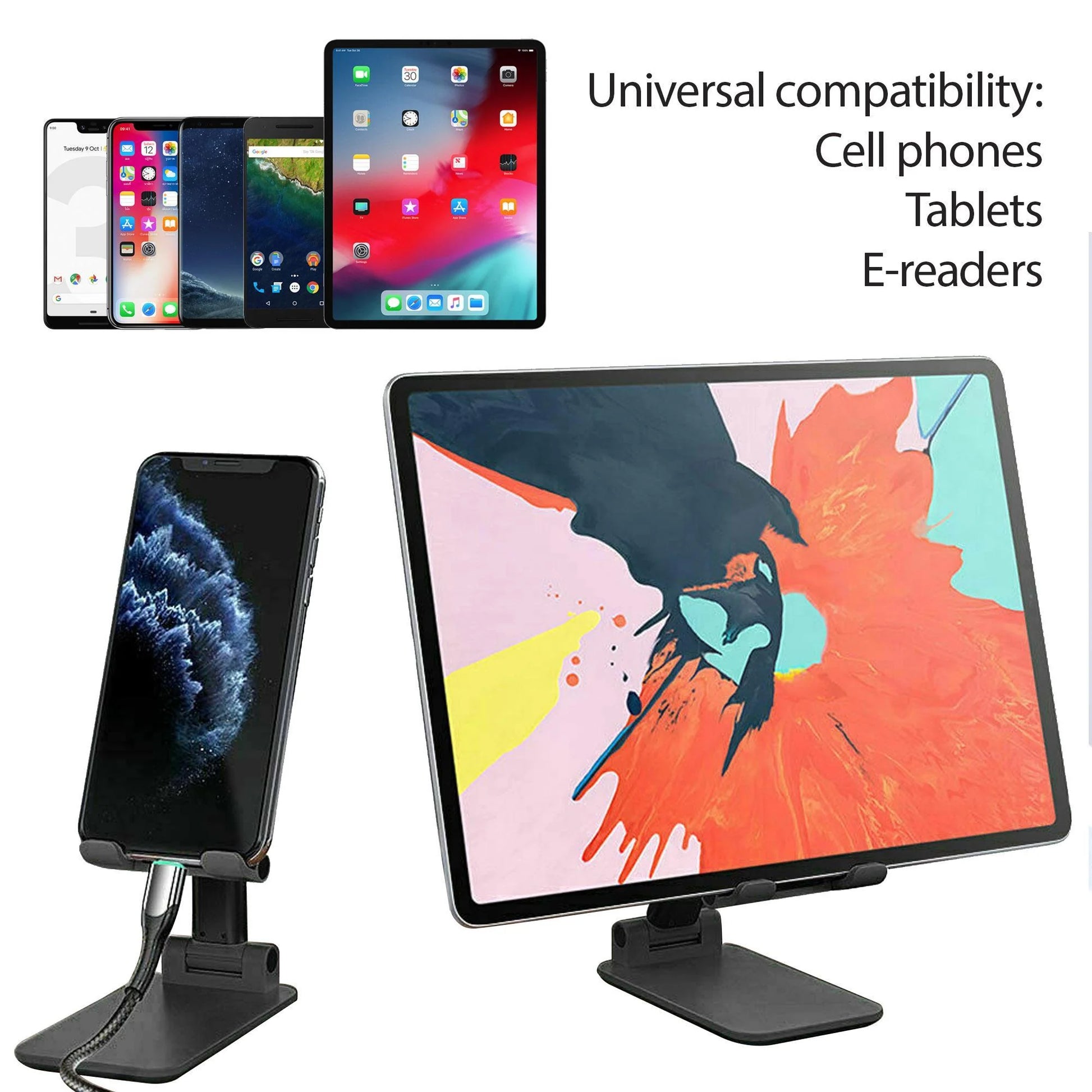 Adjustable Universal Tablet and Phone Stand - Perfect for Home, Office, and Travel