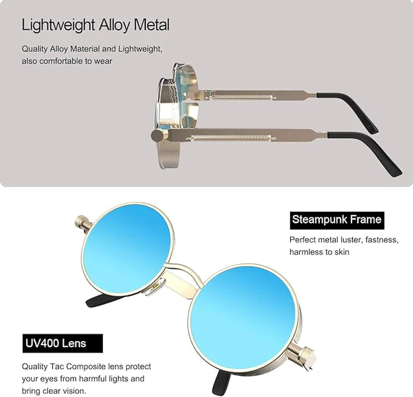 Elevate Your Style with Retro Round Polarized Sunglasses - Vintage Gothic Steampunk Design for Men and Women