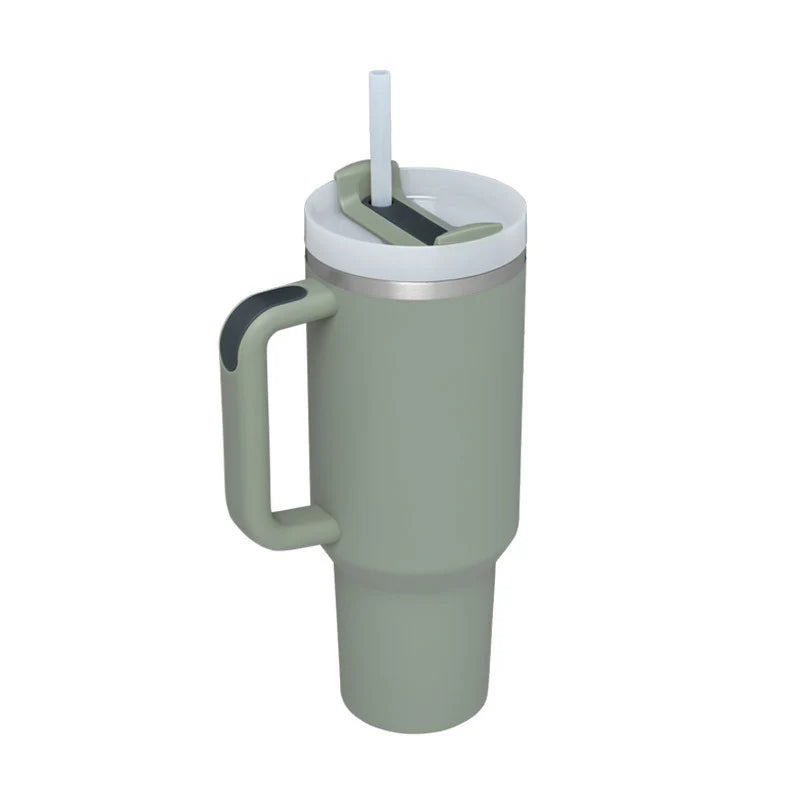 40 Oz Insulated Tumbler with Handle and Straw - Spill Proof Stainless Steel Coffee Cup for Travel, Gym, and Office - Perfect Gift for Valentine's Day and More