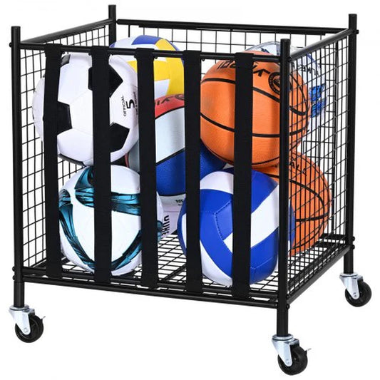 VEVOR Lockable Rolling Sports Ball Storage Cart - Ultimate Organizer for Basketball and Sports Equipment, Perfect for Indoor and Outdoor Use