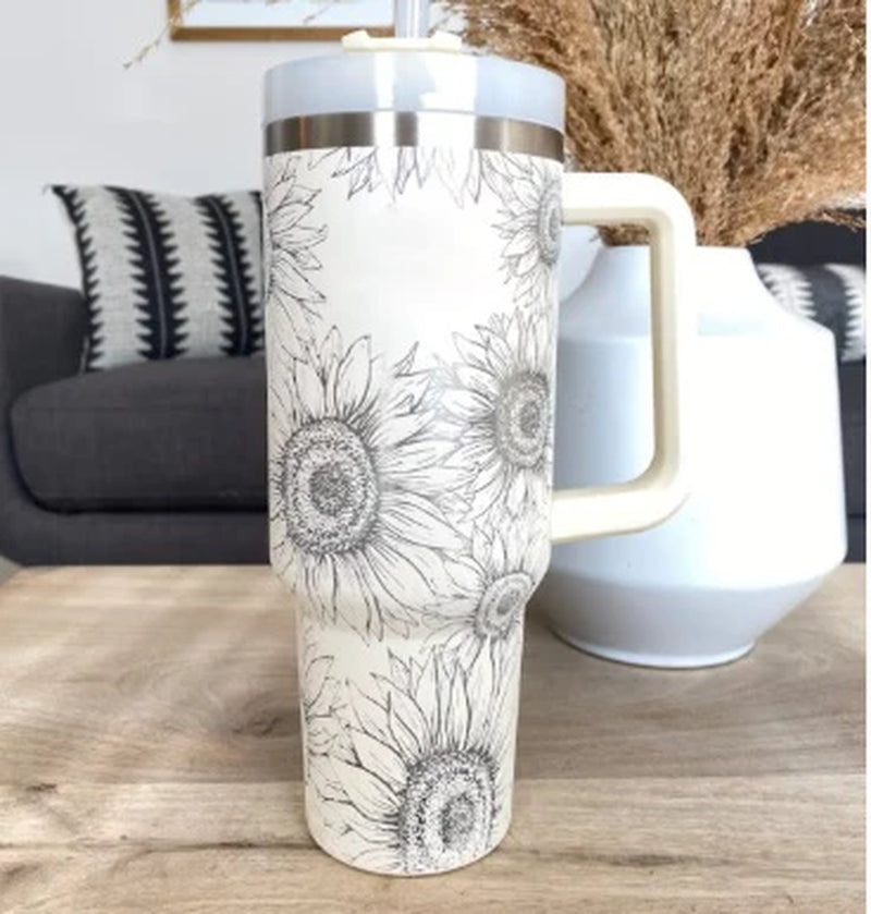 40 Oz Insulated Tumbler with Handle and Straw - Spill Proof Stainless Steel Coffee Cup for Travel, Gym, and Office - Perfect Gift for Valentine's Day and More