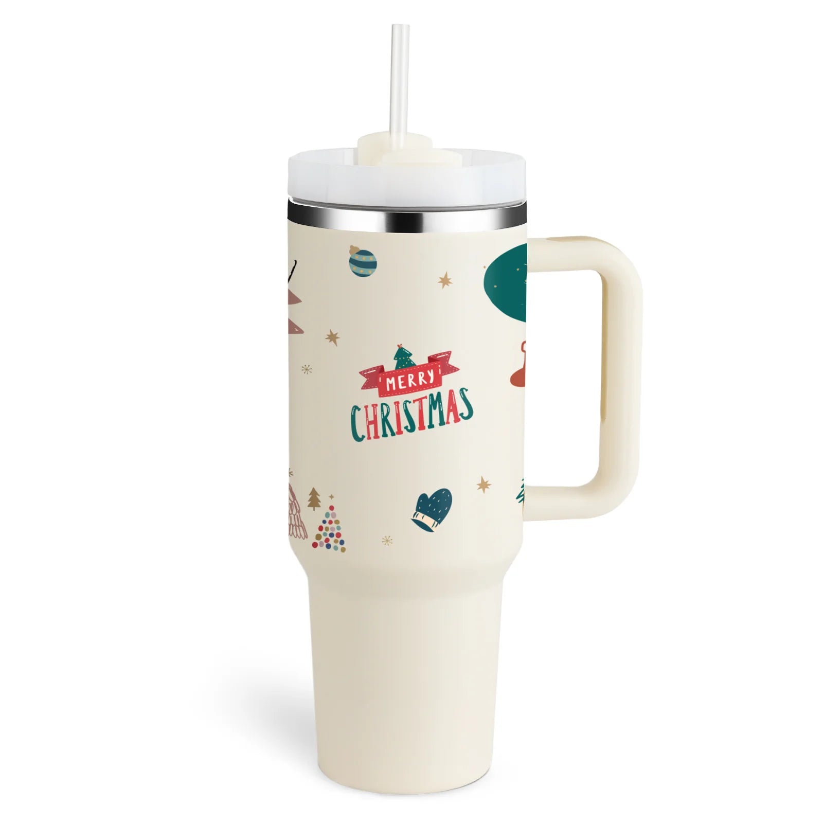 40 Oz Insulated Tumbler with Handle and Straw - Spill Proof Stainless Steel Coffee Cup for Travel, Gym, and Office - Perfect Gift for Valentine's Day and More