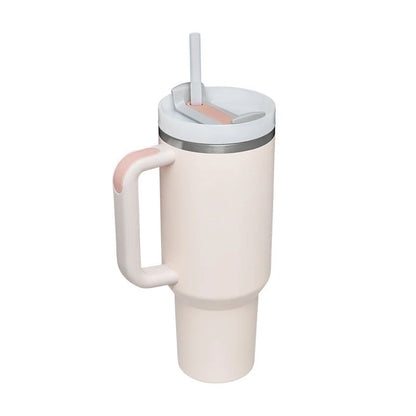 40 Oz Insulated Tumbler with Handle and Straw - Spill Proof Stainless Steel Coffee Cup for Travel, Gym, and Office - Perfect Gift for Valentine's Day and More
