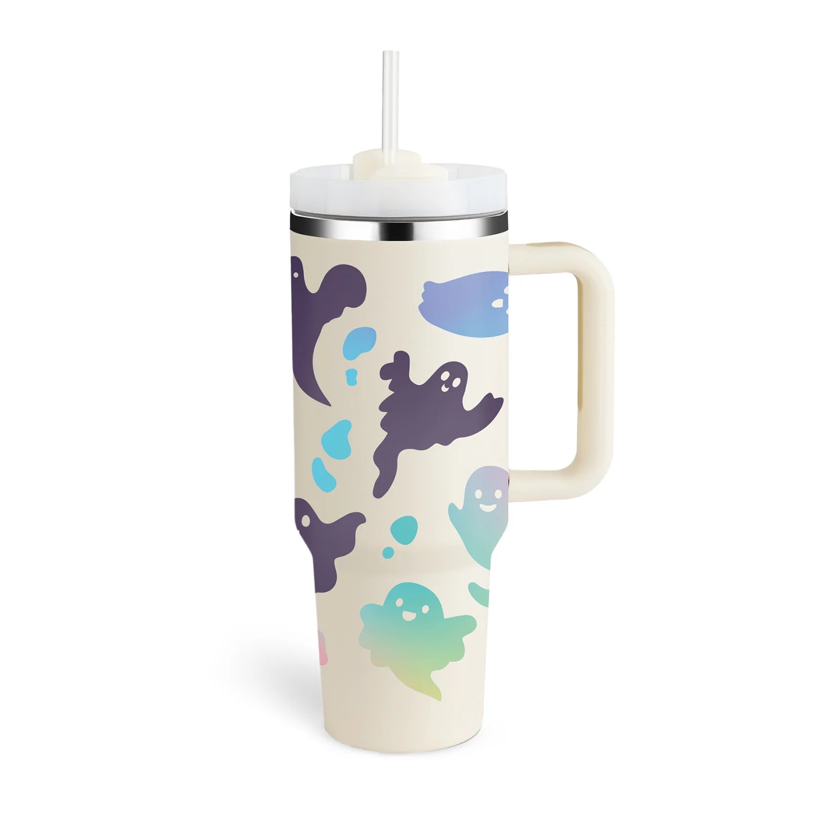 40 Oz Insulated Tumbler with Handle and Straw - Spill Proof Stainless Steel Coffee Cup for Travel, Gym, and Office - Perfect Gift for Valentine's Day and More