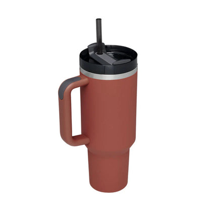 40 Oz Insulated Tumbler with Handle and Straw - Spill Proof Stainless Steel Coffee Cup for Travel, Gym, and Office - Perfect Gift for Valentine's Day and More