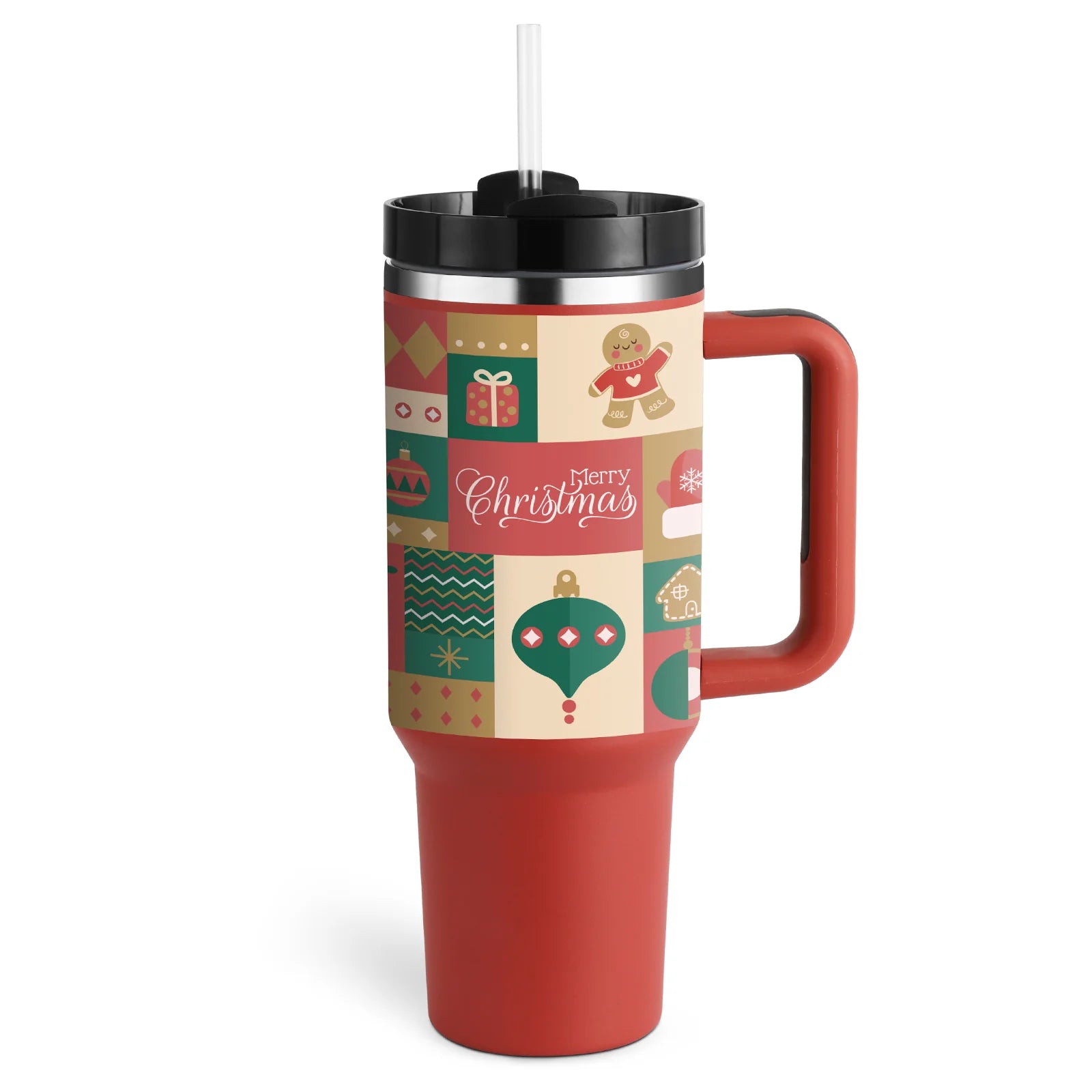 40 Oz Insulated Tumbler with Handle and Straw - Spill Proof Stainless Steel Coffee Cup for Travel, Gym, and Office - Perfect Gift for Valentine's Day and More