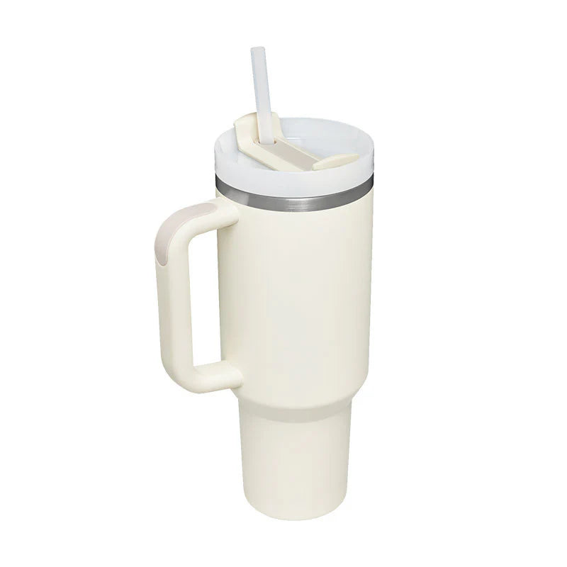 40 Oz Insulated Tumbler with Handle and Straw - Spill Proof Stainless Steel Coffee Cup for Travel, Gym, and Office - Perfect Gift for Valentine's Day and More