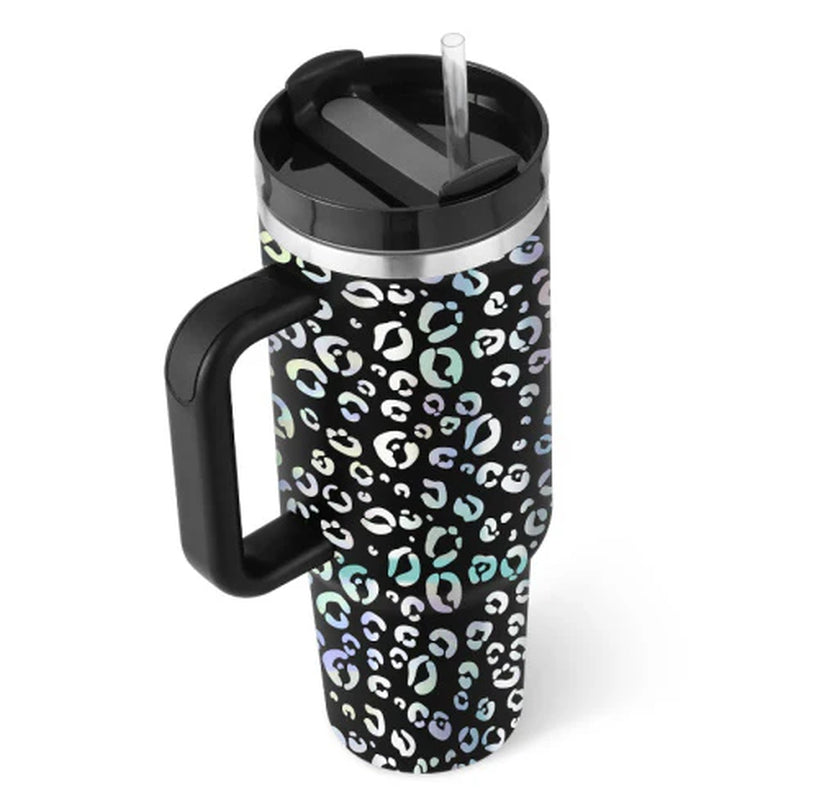 40 Oz Insulated Tumbler with Handle and Straw - Spill Proof Stainless Steel Coffee Cup for Travel, Gym, and Office - Perfect Gift for Valentine's Day and More