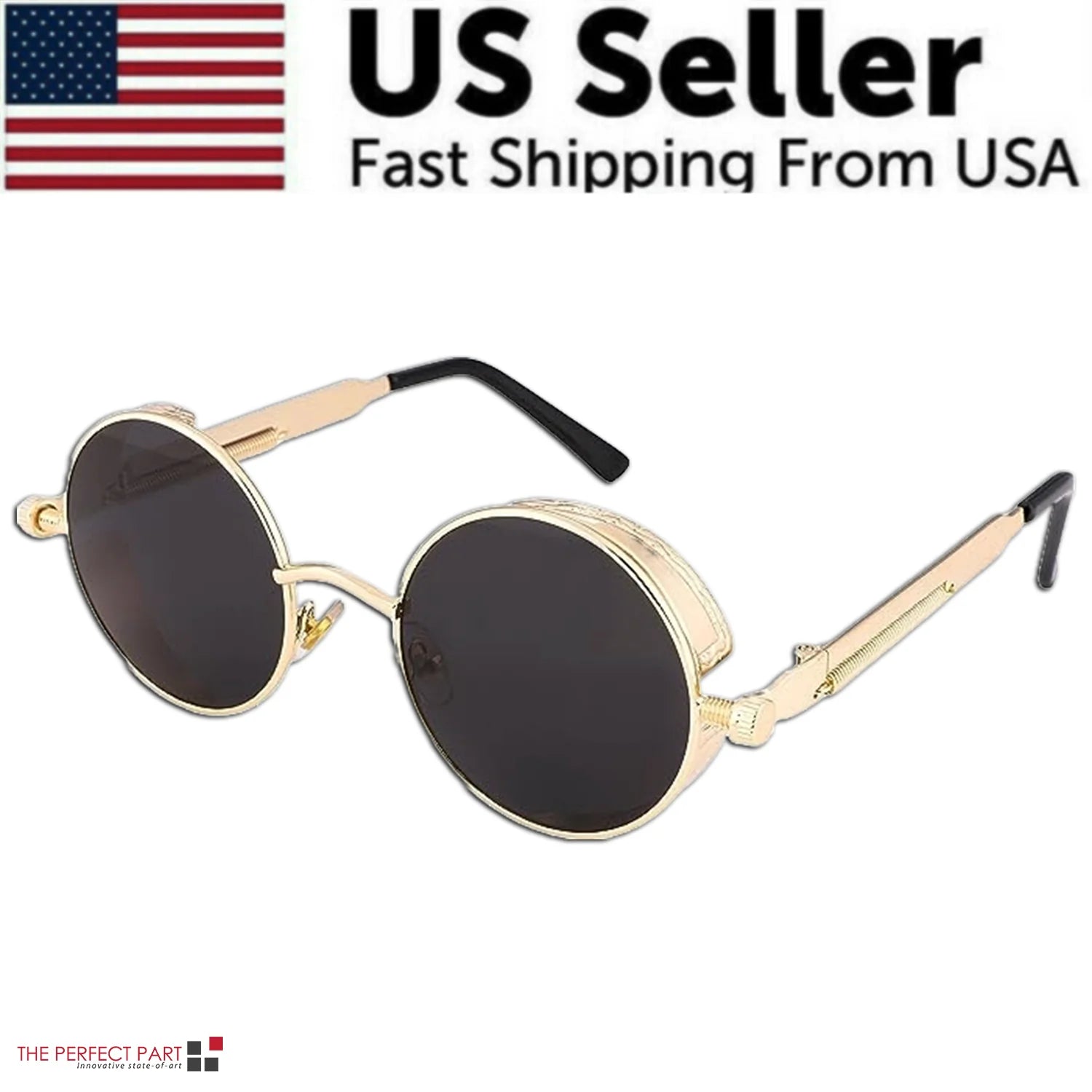 Elevate Your Style with Retro Round Polarized Sunglasses - Vintage Gothic Steampunk Design for Men and Women