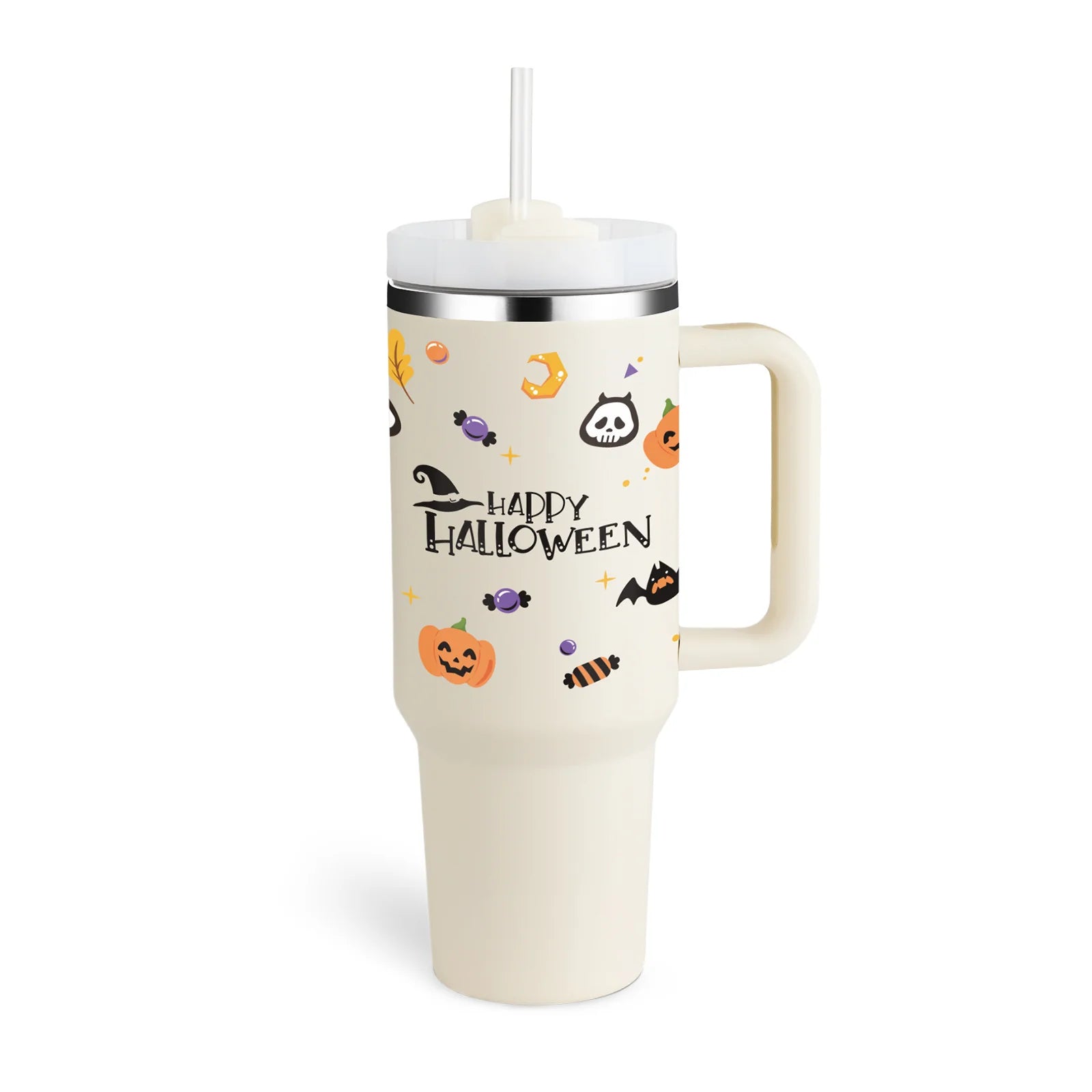40 Oz Insulated Tumbler with Handle and Straw - Spill Proof Stainless Steel Coffee Cup for Travel, Gym, and Office - Perfect Gift for Valentine's Day and More