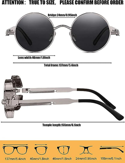 Elevate Your Style with Retro Round Polarized Sunglasses - Vintage Gothic Steampunk Design for Men and Women