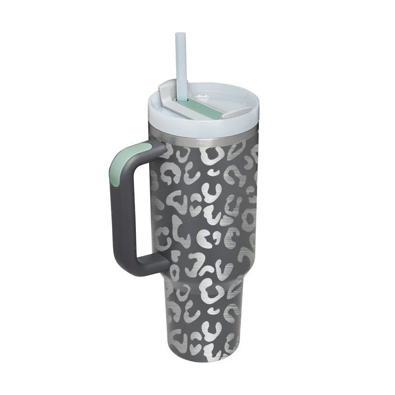 40 Oz Insulated Tumbler with Handle and Straw - Spill Proof Stainless Steel Coffee Cup for Travel, Gym, and Office - Perfect Gift for Valentine's Day and More