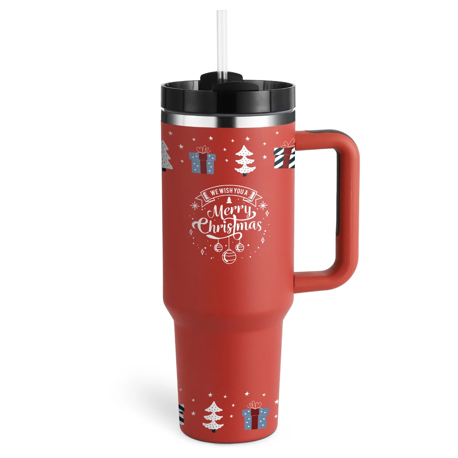 40 Oz Insulated Tumbler with Handle and Straw - Spill Proof Stainless Steel Coffee Cup for Travel, Gym, and Office - Perfect Gift for Valentine's Day and More