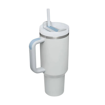 40 Oz Insulated Tumbler with Handle and Straw - Spill Proof Stainless Steel Coffee Cup for Travel, Gym, and Office - Perfect Gift for Valentine's Day and More