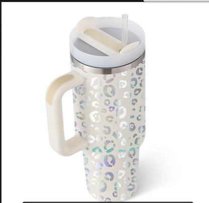 40 Oz Insulated Tumbler with Handle and Straw - Spill Proof Stainless Steel Coffee Cup for Travel, Gym, and Office - Perfect Gift for Valentine's Day and More