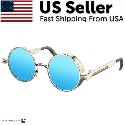 Elevate Your Style with Retro Round Polarized Sunglasses - Vintage Gothic Steampunk Design for Men and Women